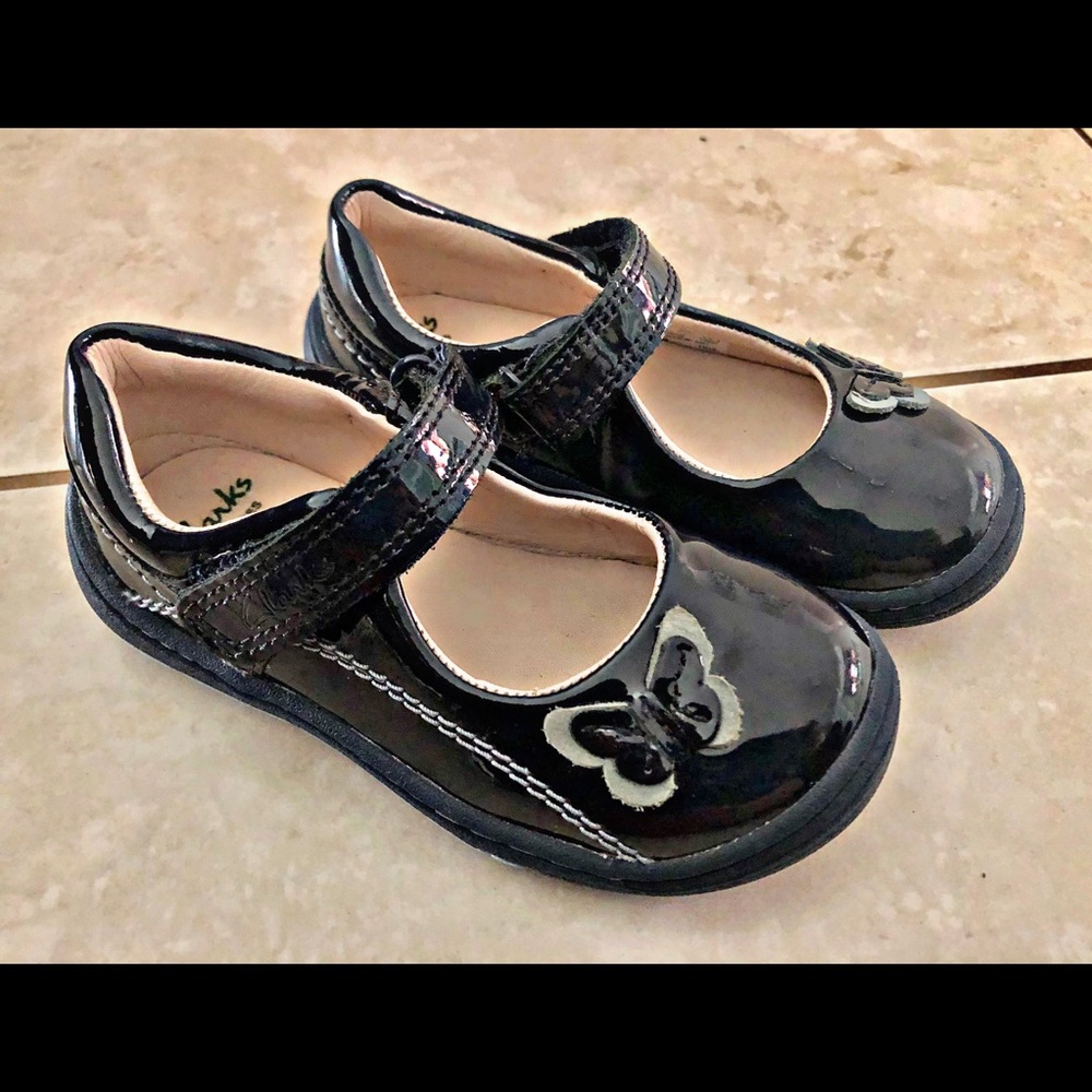 Clark’s Navy  Blue with butterflies  Girl shoes